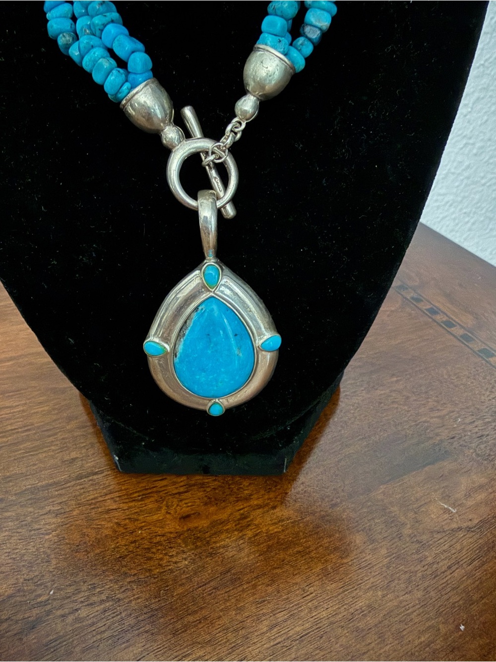 Carolyn Pollack Relios Signed Turquoise 925 Sterling Necklace & Pendant - Picture 2 of 10